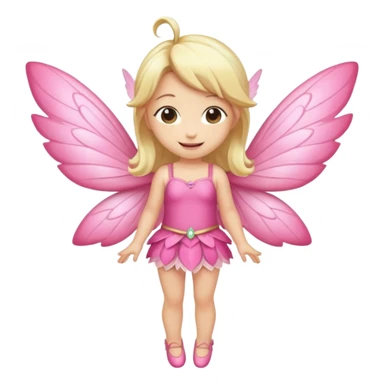 fairy with blonde hair, pink wings, happy, chibi full body sticker