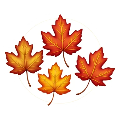 3 autumn leaves, horizontally, blowing in the wind, to the left, white background sticker