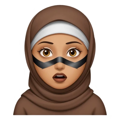 muslim woman with shocked eyes and censored tape on mouth sticker