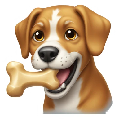 A dog, biting a bone sticker