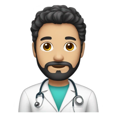 white doctor brown beard and short black hair on the head sticker