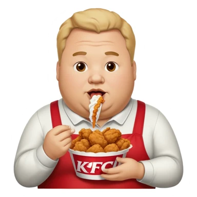 A fat guy eating kfc fried chicken  sticker