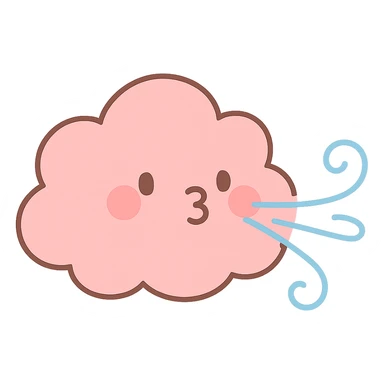 kawaii pink cloud, blowing gentle pastel wind, soft pastel colors, no limbs, full body, soft pastel kawaii style sticker