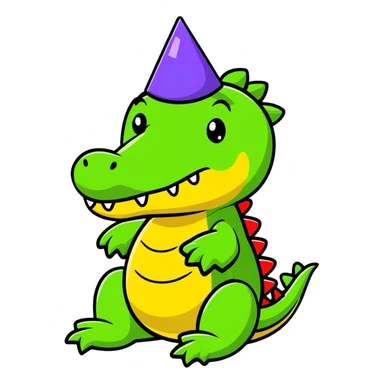 crocodile wearing a party hat sticker
