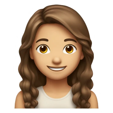 a smiling girl with brown long hair and brown eyes sticker