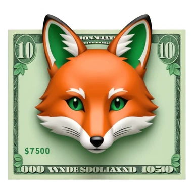 make 100 dollar bill with a fox head silhouette  sticker