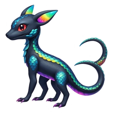Rainbow Scaley Exotic Salandit-Aurorus-Umbreon-Fakémon-hybrid-creature (full body), 4 legs sticker