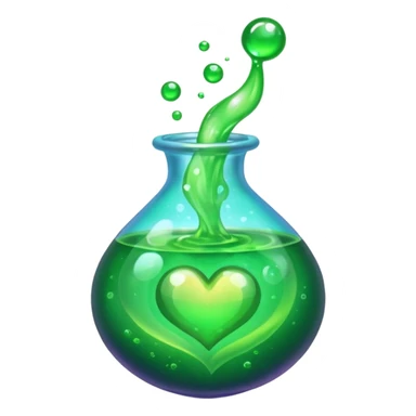 green potion and heart effect sticker