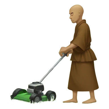 Monk mowing the grass sticker
