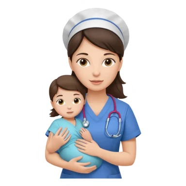 Brunette nurse in scrubs with her baby girl. sticker