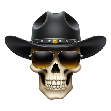 skull wearing sunglasses and a black cowboy hat sticker