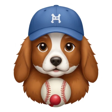 Brittany dog with baseball cap sticker