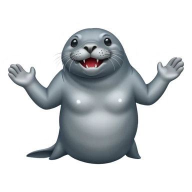 scary grey sea lion full body sticker