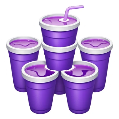 stacked together styro cups with purple juice inside visible from the top only sticker