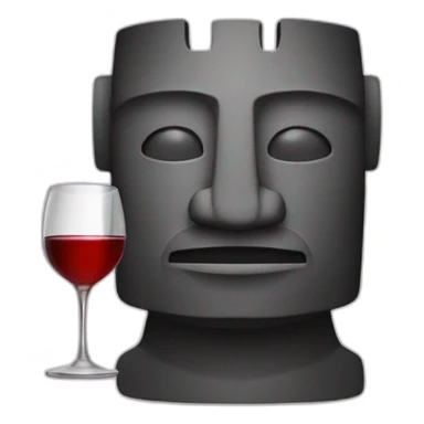 Moai head holding wine glass sticker