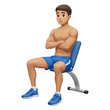 side-view of guy in blue shorts doing sit-ups sticker