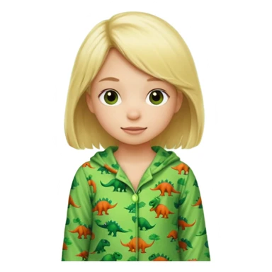 Blonde girl in dinosaur pajamas  sticker