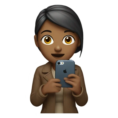 female memoji holding phone at scre sticker