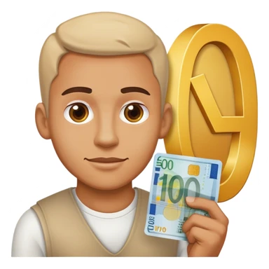 Hombre con cartel de 100 euros sticker