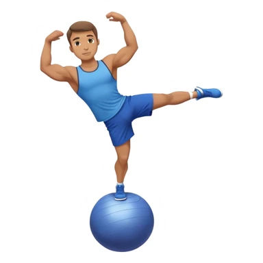 fit man with blue shorts stand on half-stability-ball balance sticker