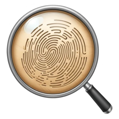 magnifying glass examining a fingerprint sticker