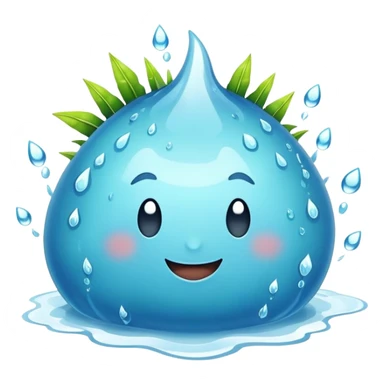 a happy blob of water with spikes and leaves in it sticker