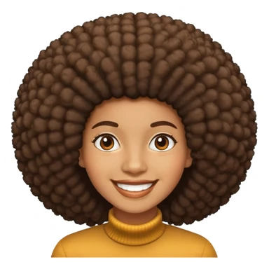 Person with large afro hairstyle, smiling sticker