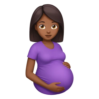 Dark brownskin woman with purple shirt, pregnant with head, neck and upper thorax only sticker