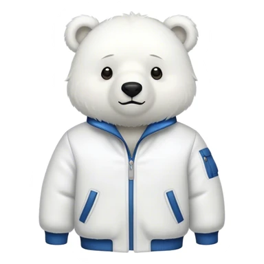 A white bear with a white jacket, with a simple design and a nice style sticker