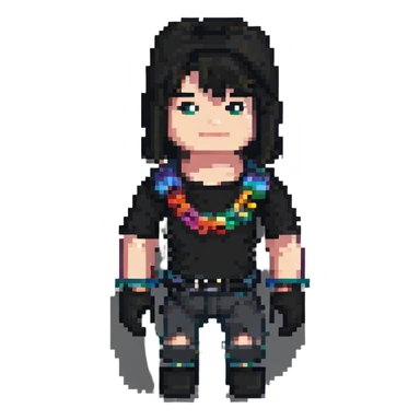 Enhance clarity and sharpness of this pixel art Roblox character, keep the original style and colors. sticker