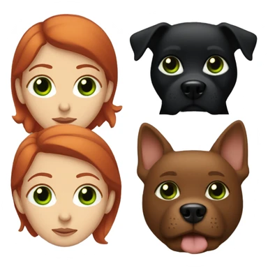 “Red-haired woman with green eyes and a black dog” sticker
