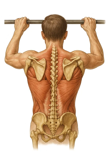 vista delle scapole durante le trazioni, visione anatomica sticker