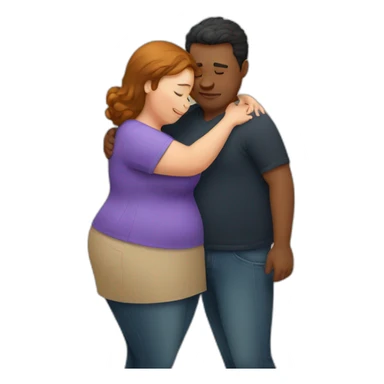 overweight couple hugging sticker