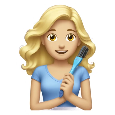 blonde girl brushing hair sticker