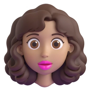 character with dark brown wavy hair, big brown eyes, small nose, big pink mouth, medium weight, medium height sticker