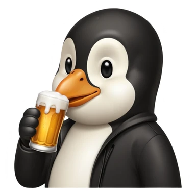 un pingouin réaliste qui boit une bière  sticker