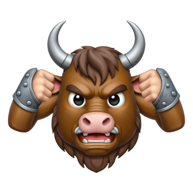 Emoji of an iron horseshoe with an angry powerful bull in the middle showing a thumbs down (DisLikes) sticker