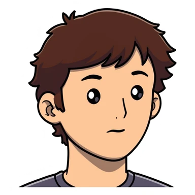 Polish man with medium length brown hair and freckles around his left eye sticker