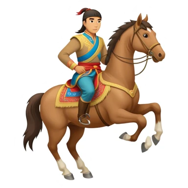 mongolian man on horse sticker