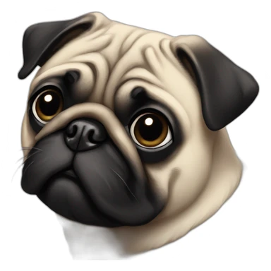 pug with black heart sticker