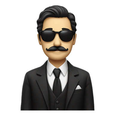 solo dark haired sunglasses mustachioed gentleman in monochrome sticker