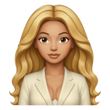 Beyonce with long golden blonde hair, ivory outfit sticker