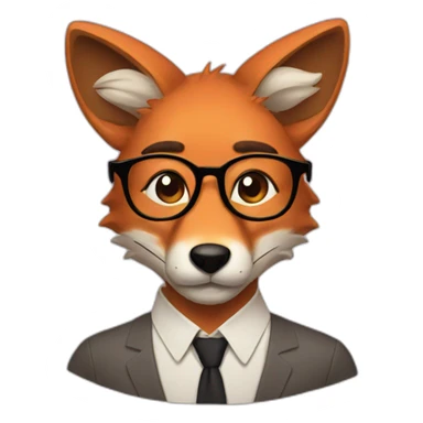 fox with glasses and a man bun sticker
