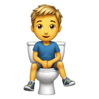 Boy sits on potty sticker