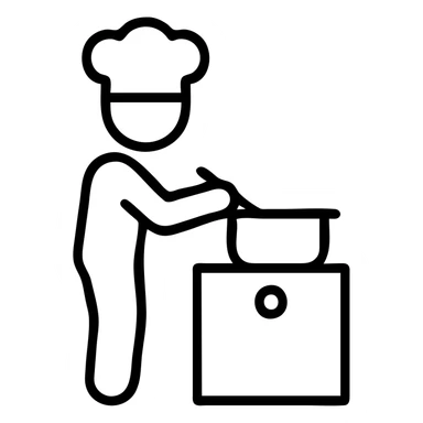 cook icon near the stove preparing food sticker