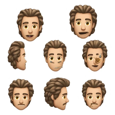 uomo rozzo, capelli lunghi castani senza baffi sticker