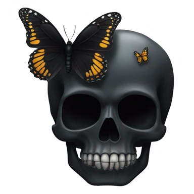 black skull with butterfly sticker