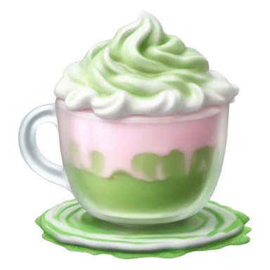 Clear grande cup, with light pink drink, matcha foam, and whip cream on top sticker