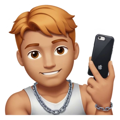 Buff man selfie with thick chain link necklace and reddish blonde hair  sticker