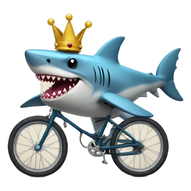 a bike riding shark with legs wearing a tutu and a crown sticker